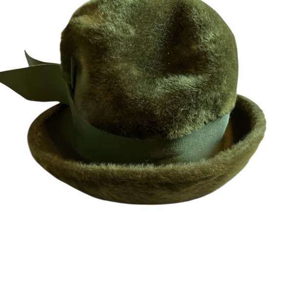 60’s Amy New York Vintage Forest Green Fuzzy Alpine Fedora Women’s Hat - Picture 4 of 9